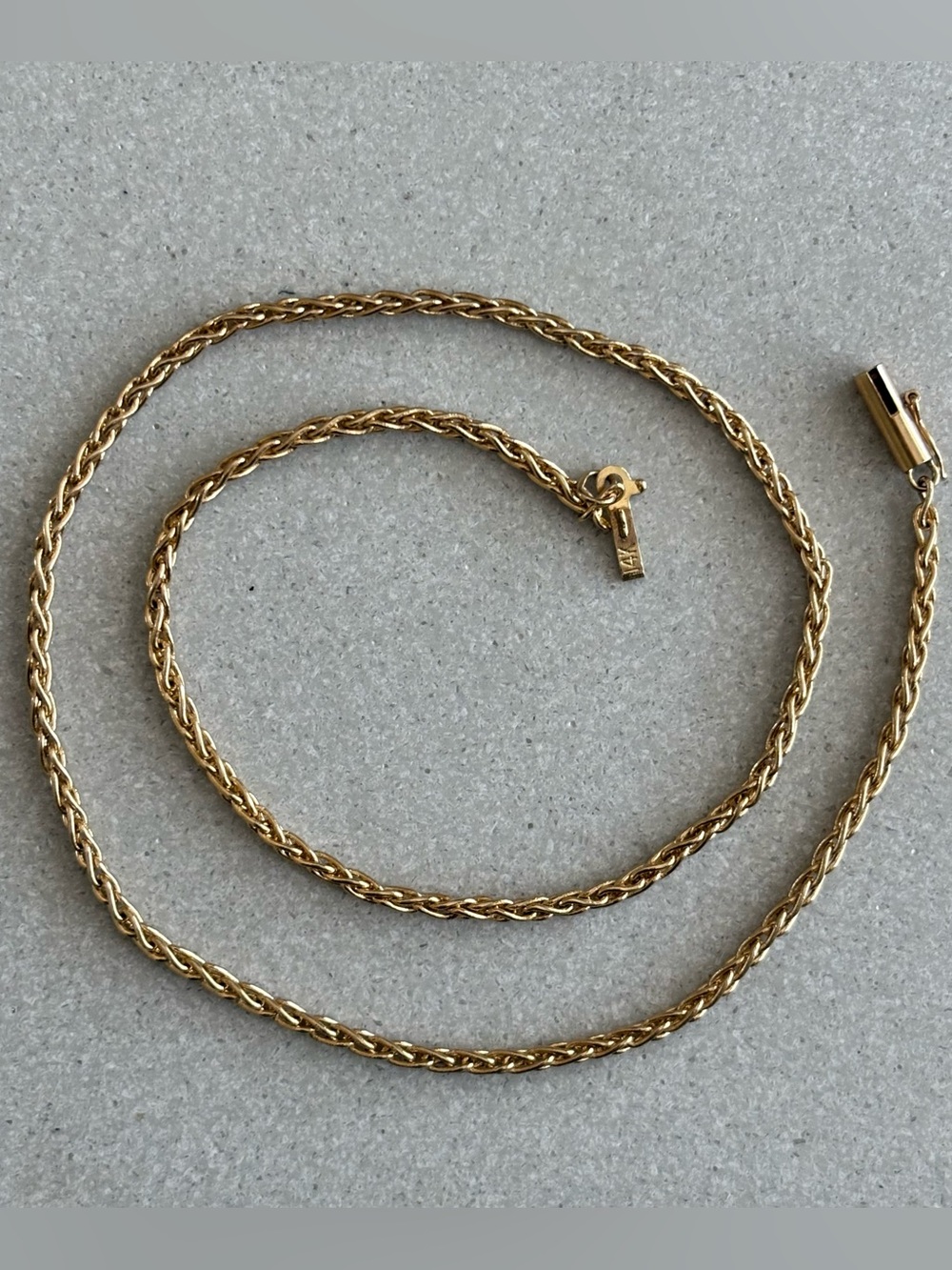 14k Yellow Gold Wheat Link Chain Necklace, 8.2 Grams